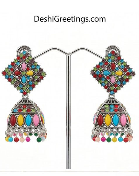 Beautiful Multicolor Oxidized Jhumka Earrings