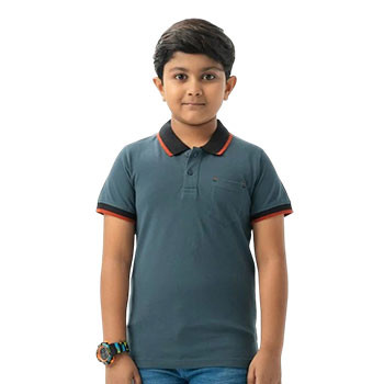 Kids Polo Shirt  - Navy Blue Pique Short Sleeve Polo