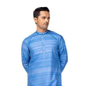 Blue Striped Endi Silk Panjabi