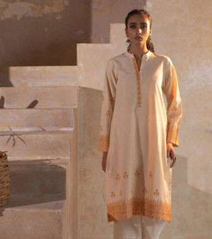 Image Embroidered Stitched Kurti