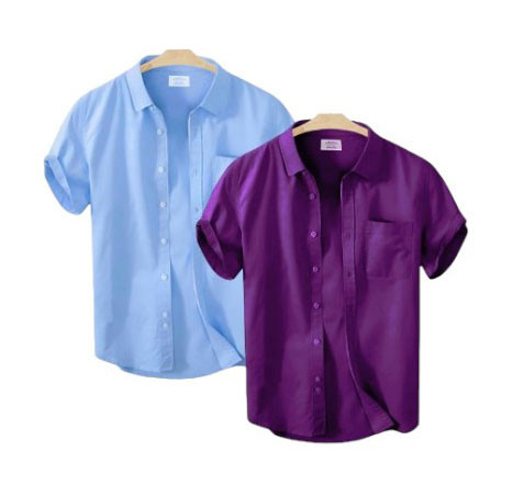 Men's Half Sleeve Solid Colour Double Shirts
