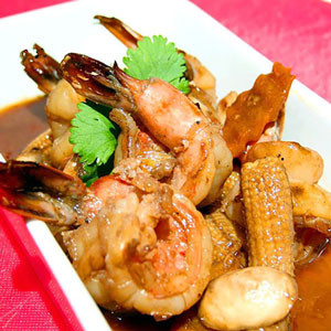 Chinese Food:  Prawn - PRAWNS WITH MUSHROOM  From - "XinXian"