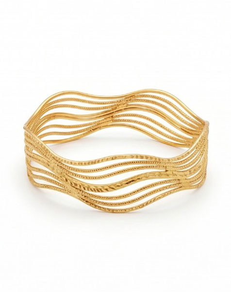 Golden Ethereal Wave Bangle Set  - 2 Pcs