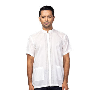 Off White Printed and Embroidered Cotton Fatua