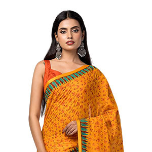 Sharee - Orange Printed Cotton Sharee