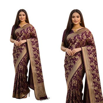 Printed silk sharee with blouse piece