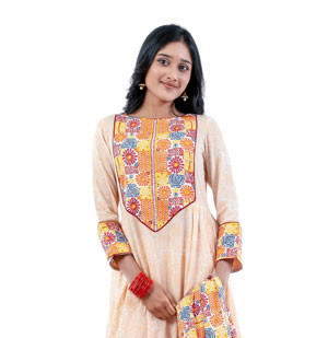 Screen-print Stitched Salwar Kameez For Women
