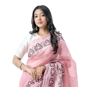 Sharee -  Half-silk sharee features screen-print work