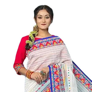 Women's Sharee -  Half-Silk sharee features Screen-Print & Hand-Work