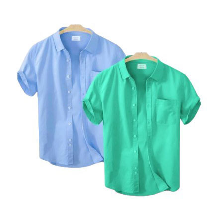 Men's Half Sleeve Solid Colour Double Shirts