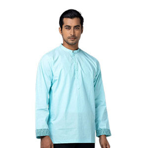 Cyan Printed Cotton Fatua For Men