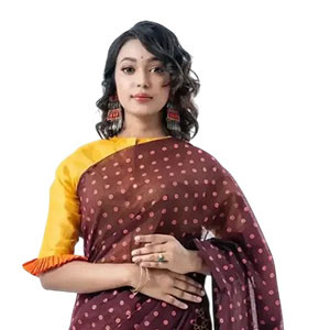 Women's Sharee - Half-Silk sharee features Screen-print work