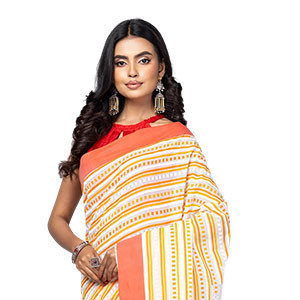 Sharee - Off White Printed Cotton Saree