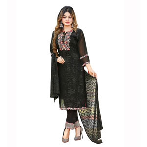 Embroidered Stitched Georgette Salwar Kameez For Women