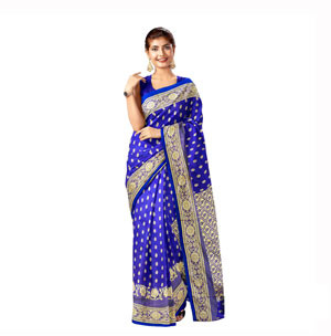 Dark Blue Katan Sharee For Women