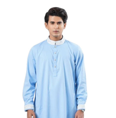 Men’s Sky Blue Embroidered Panjabi