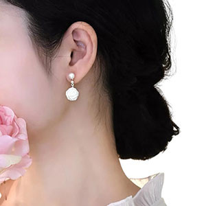 Earring Tops - Real Silver Real Pearls Shell Flower Earrings Handmade Jewelry