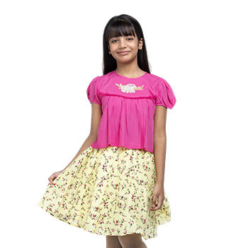Shalwar Kameez  -  Pink Embroidered Linen Skirt Top Set