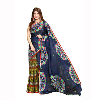 Screen Printed Cotton Sharee For Women