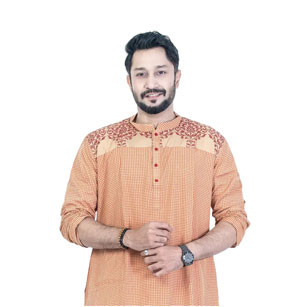 Men’s Deep-brown Linen Panjabi